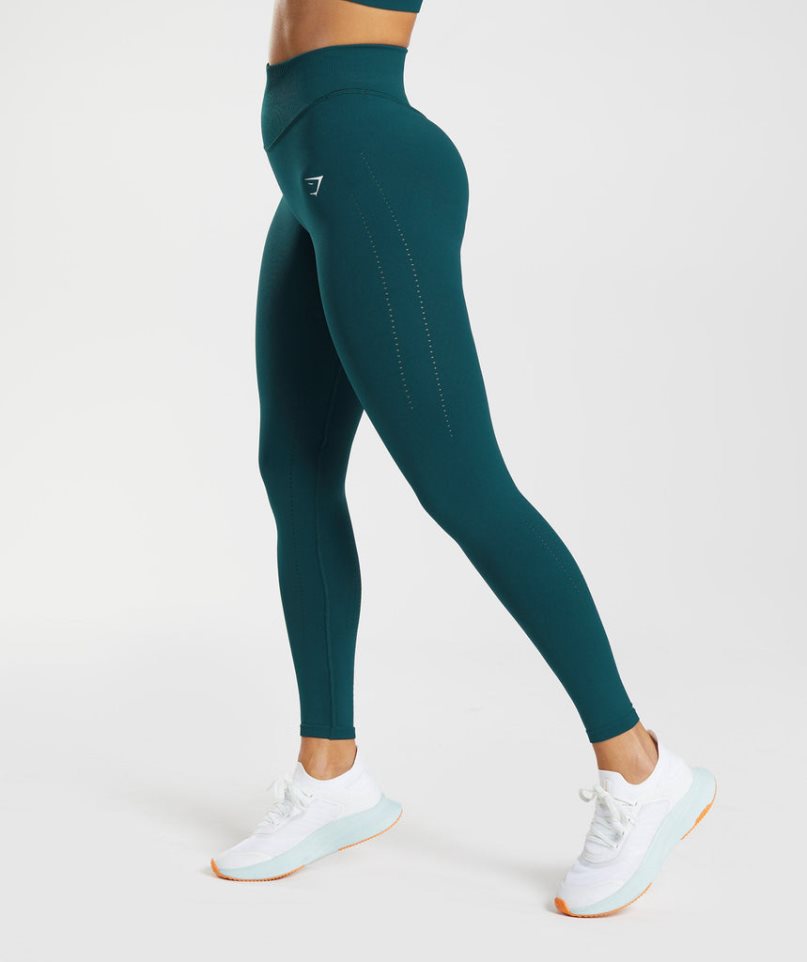 Women's Gymshark Sweat Seamless Sculpt Leggings Turquoise | NZ 1IWKTB